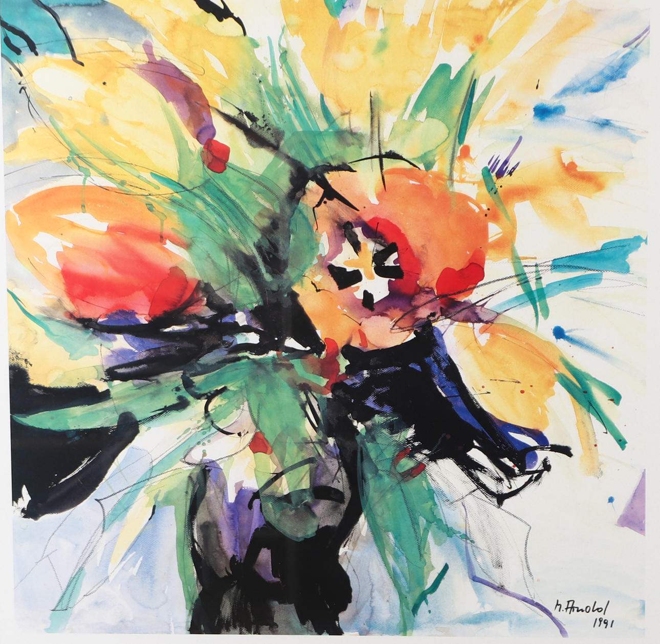 OIDENTIFIERAD KONSTNÄR. Composición, impresión enmarcada.