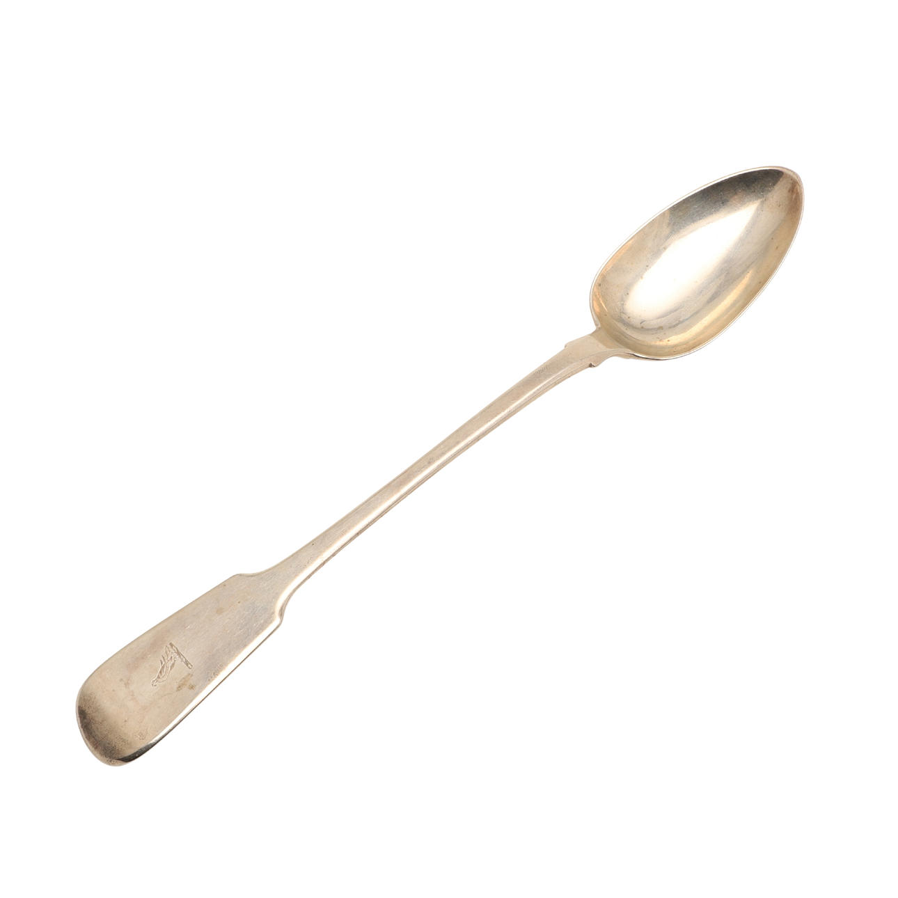 A GEORGE IV SILVER FIDDLE PATTERN SERVING SPOON.