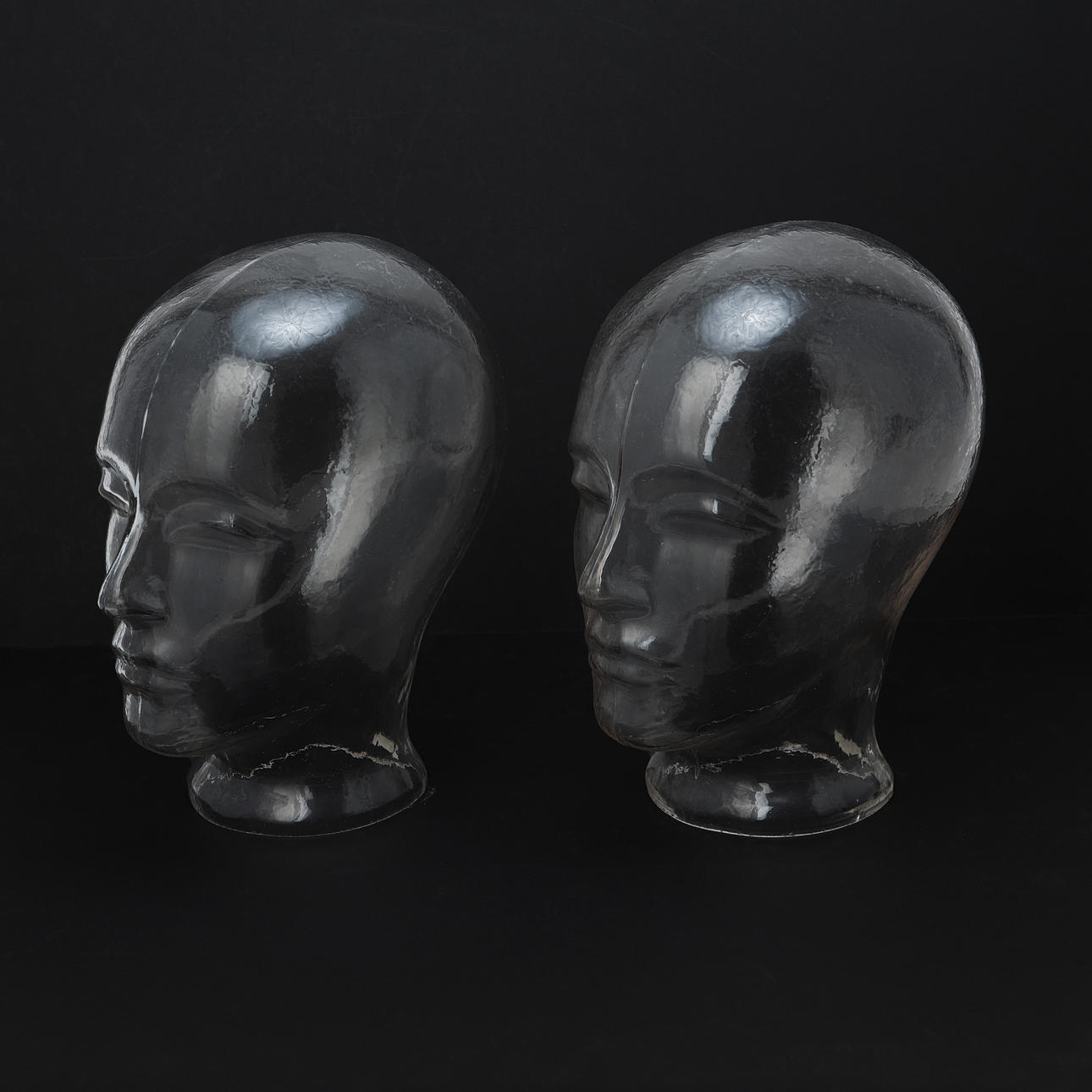 TWO GLASS SCULPTURES, possibly Eva Englund for Pukeberg.