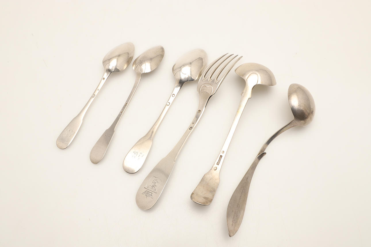 A GROUP OF FRENCH AND EUROPEAN SILVER FLATWARE. Silver & Metals ...