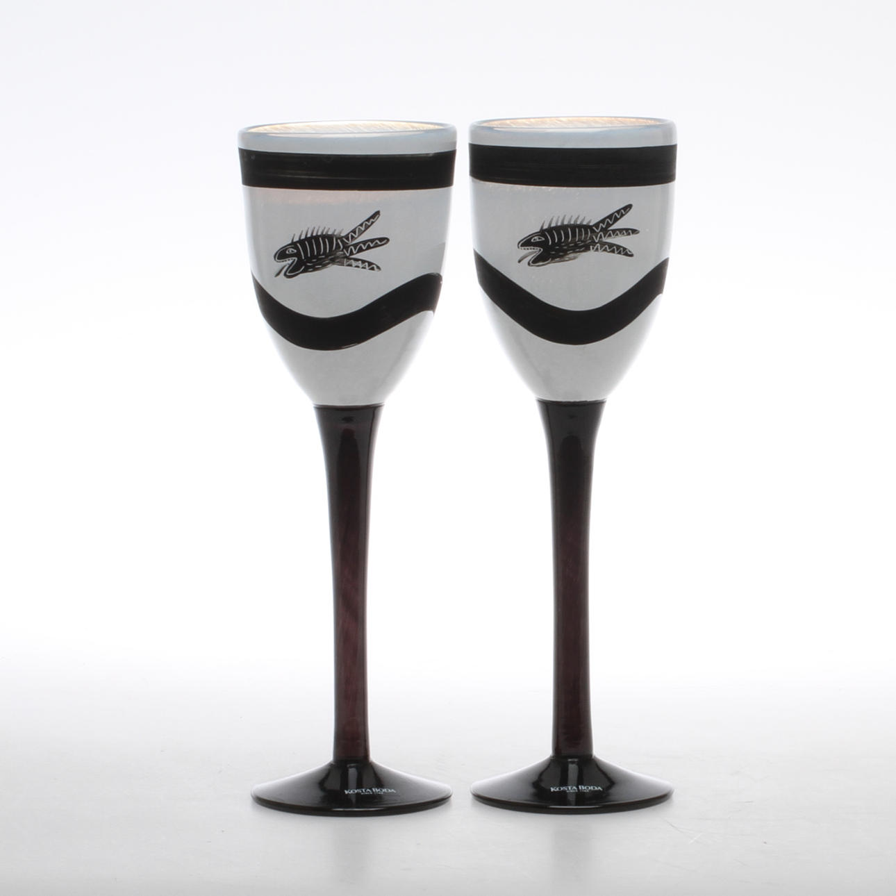 VINGLAS, 10 st, glas, "Caramba", Ulrica Hydman-Vallien, Artist Collection, Kosta Boda.