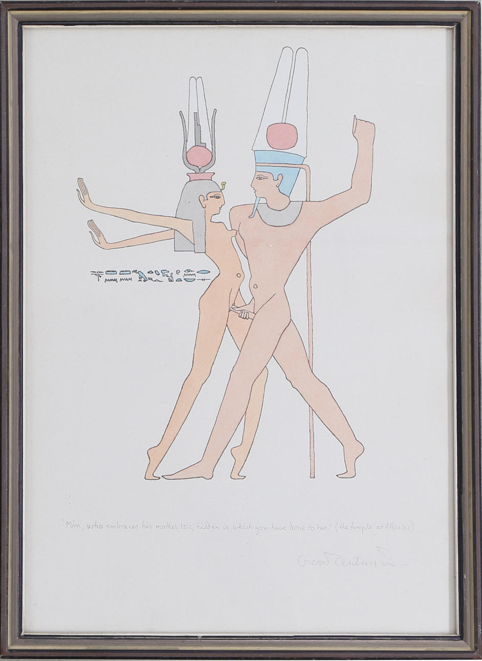 OSCAR REUTERSVÄRD. Egyptiserande motiv, grafiskt blad, signerad.