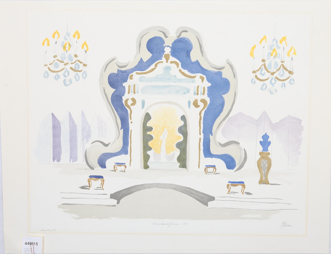 STELLAN MÖRNER. "Rosenkavaljeren 59", färglitografi, signerad samt provtryck.