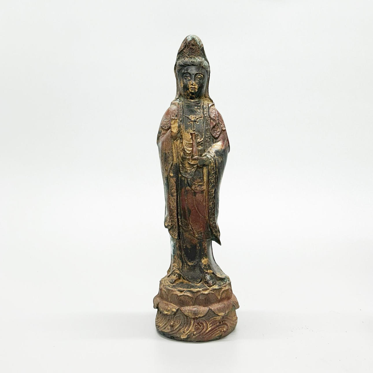 CHINESISCH-TIBETISCHE BRONZEFIGUR DES GUANYIN.