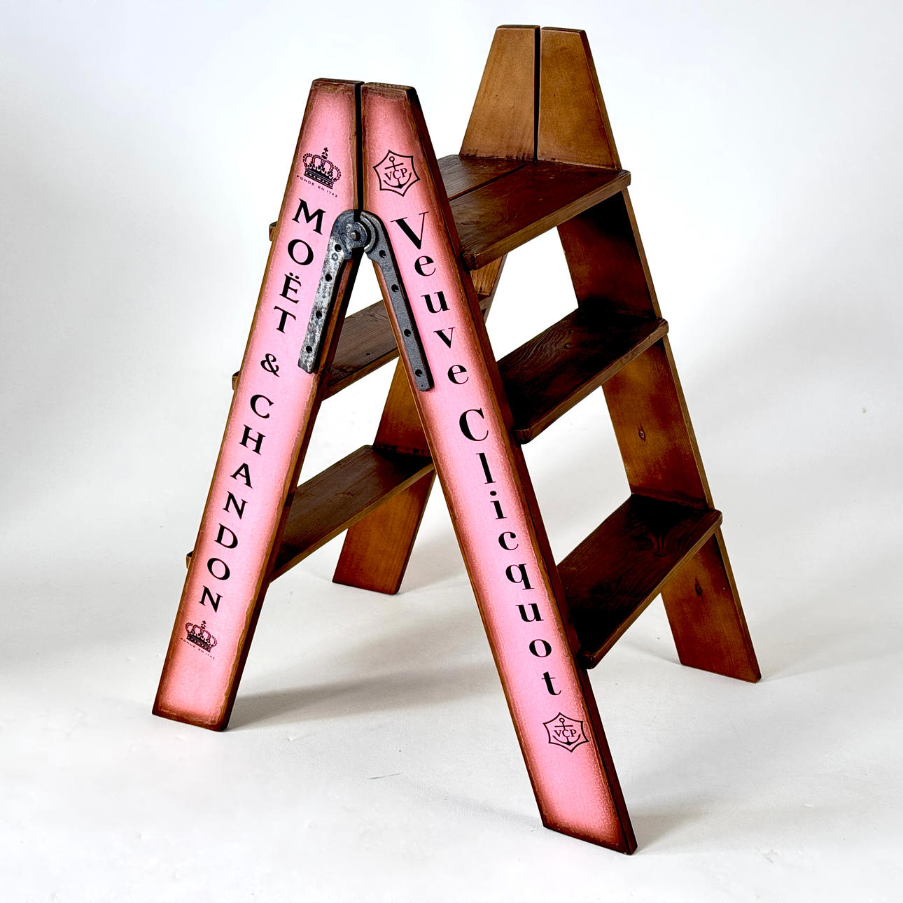 SET OF FOLDING ADVERTISING WOODEN STEPS.