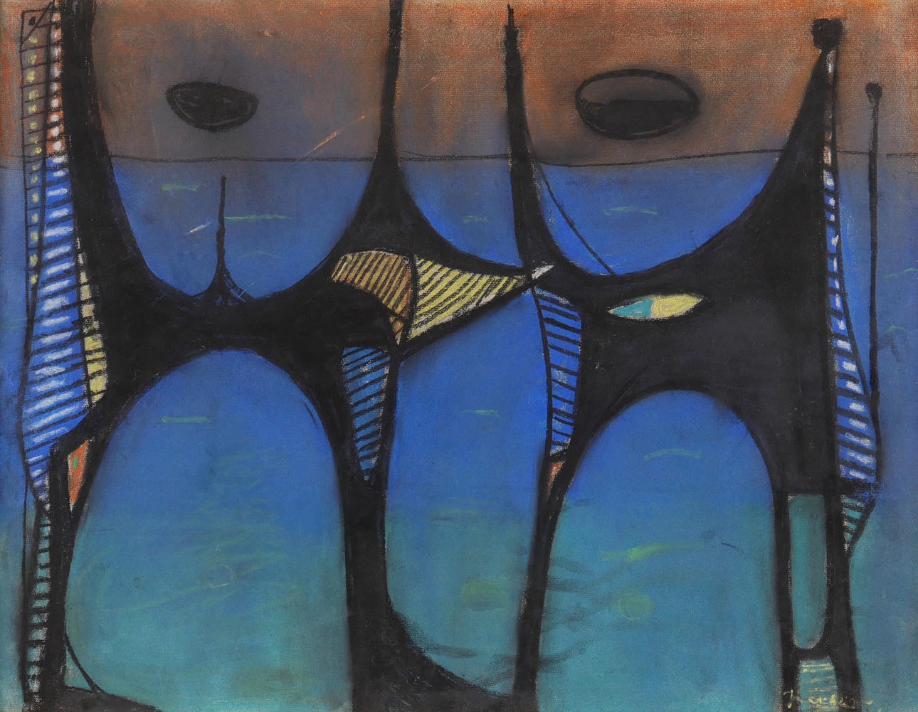 INGMAR MELKER-MELKERSSON. Abstract composition, pastel, signed.