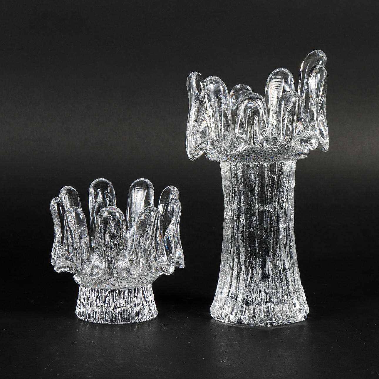 GÖRAN WÄRFF. Candle lanterns/Candlesticks, “Sunflower”, Kosta.