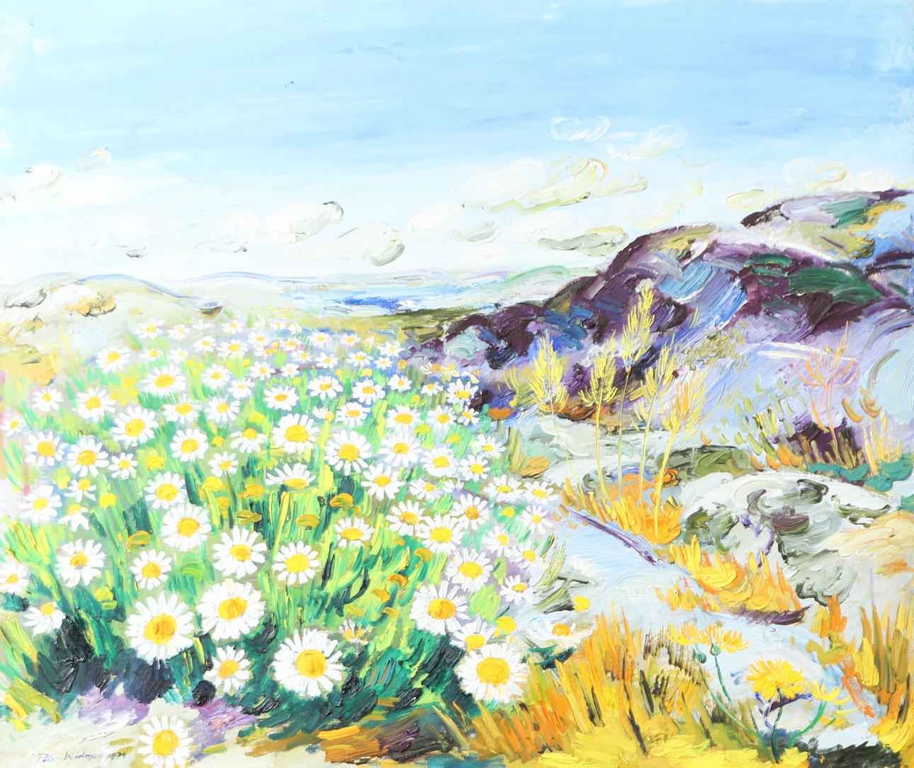 PETER WIDMAN. Archipelago motif, oil on canvas, signed 1974.