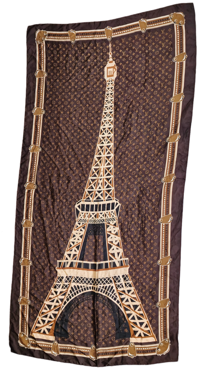 ESTILO LOUIS VUITTON PARIS PAÑUELO EN SEDA.