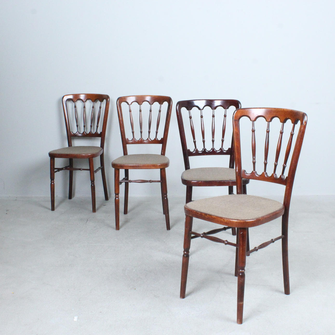 JACOB JOSEF ROHN. In the manner of. Four bistro chairs, wood, 1970s ...