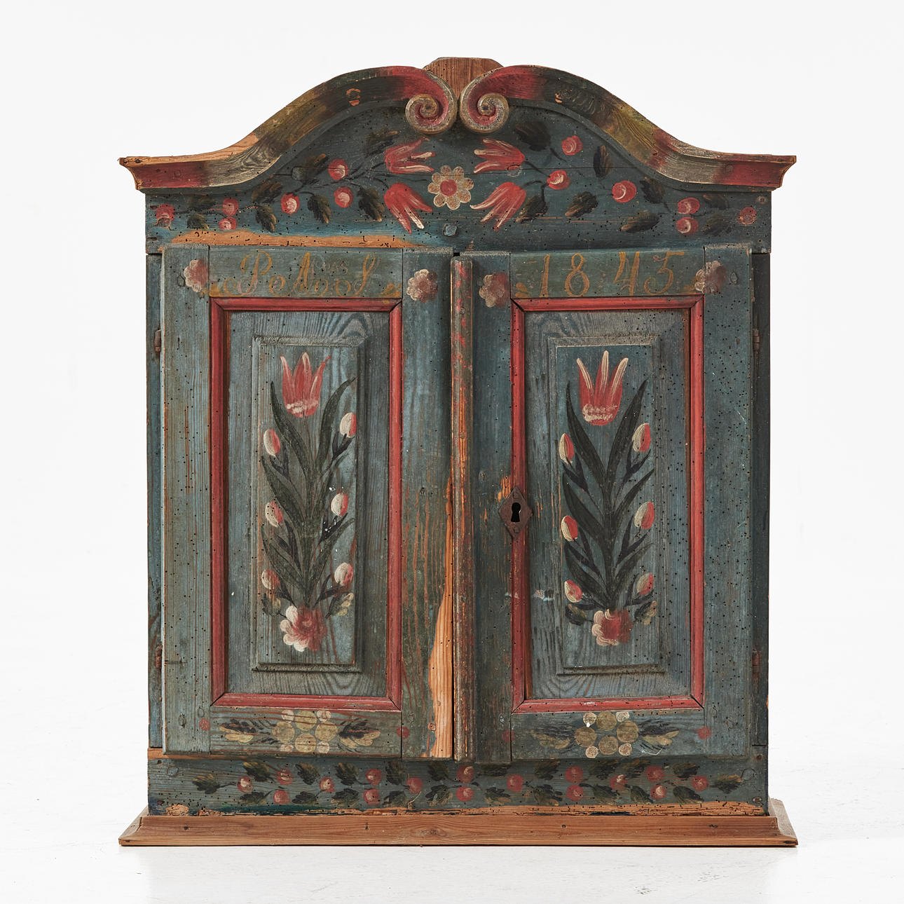 A wall cabinet, common use, written dating 1845.