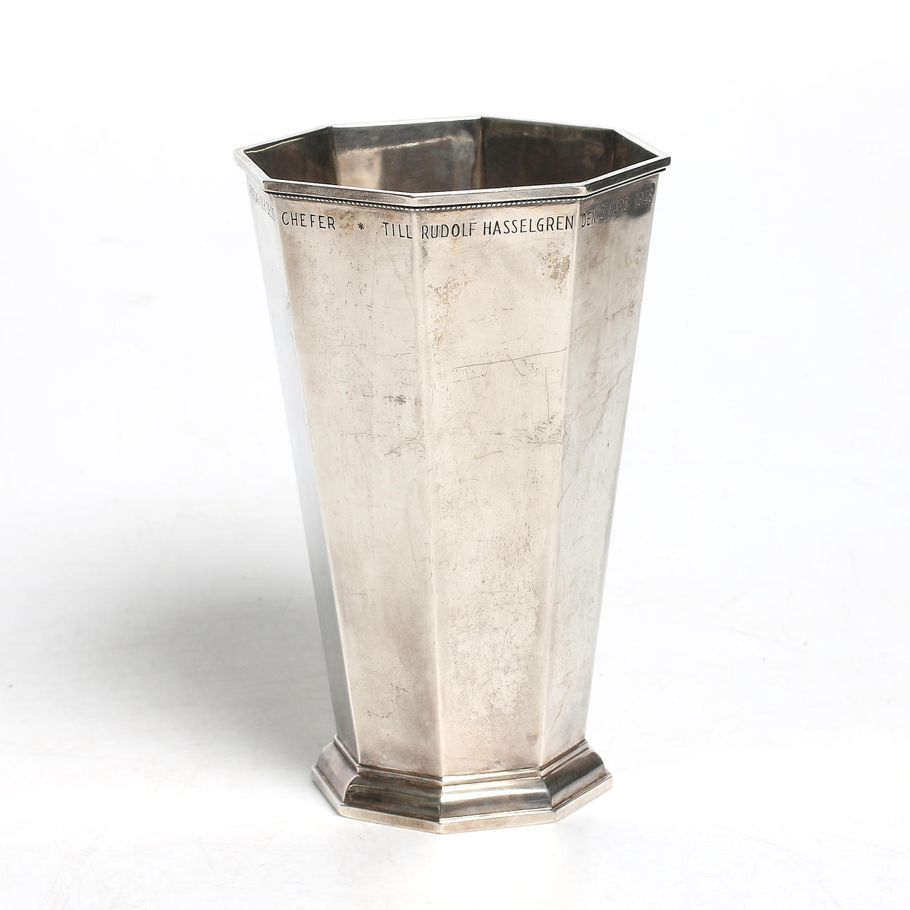 BÄGARE, silver, Eric Råström, Stockholm. 1942. Vikt 512 gram.