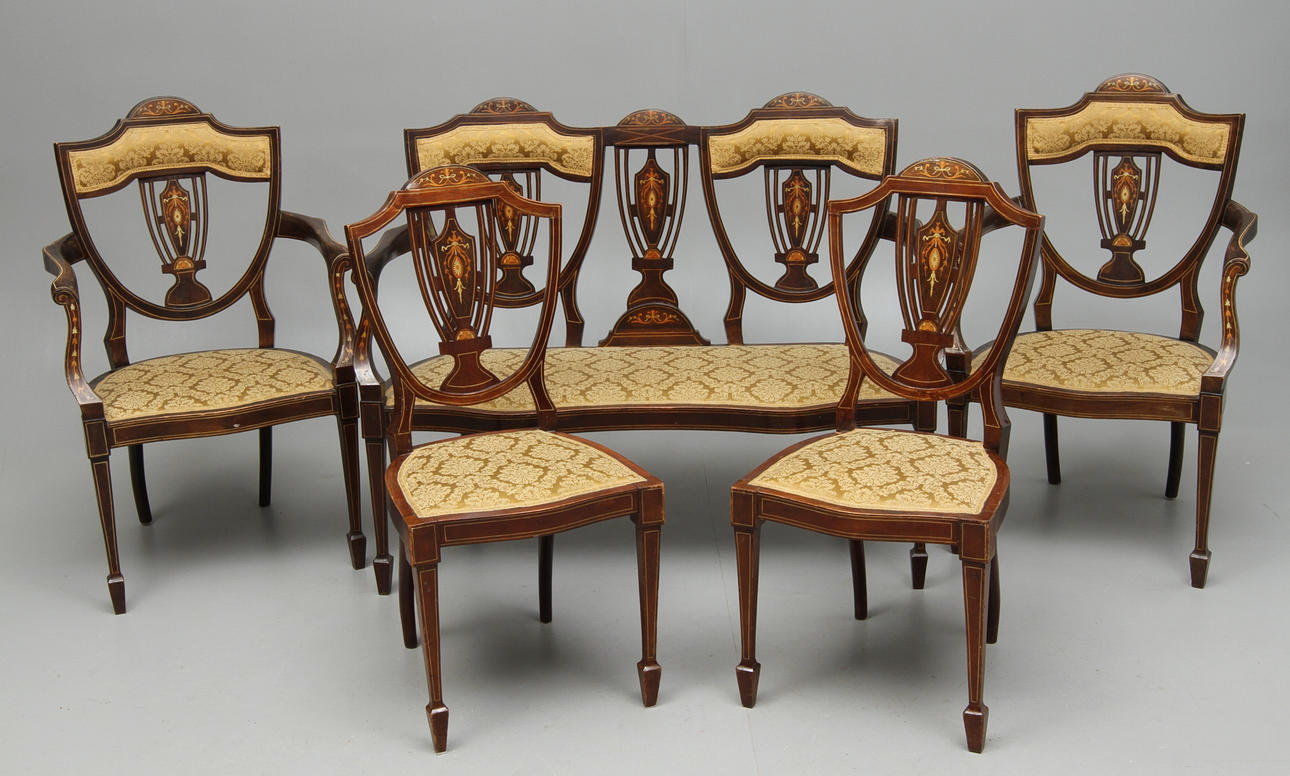 SALONGSGRUPP, 5 delar, Detzman London England, 1900-talets början.