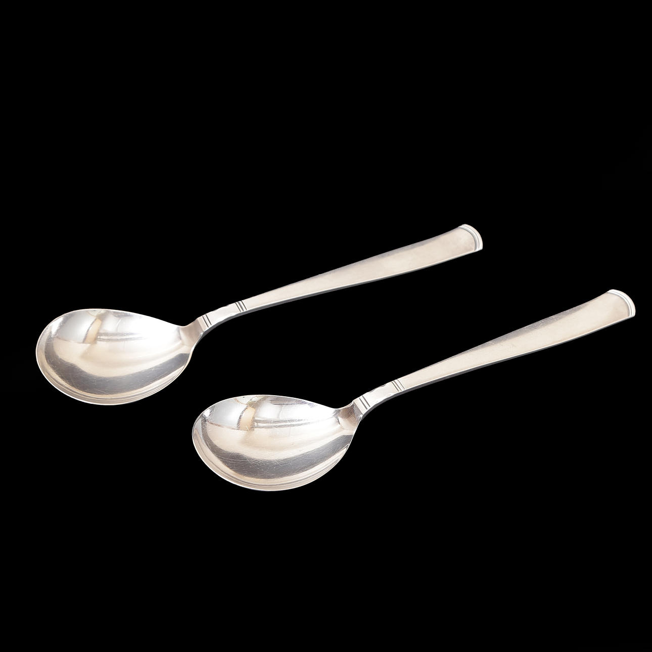 ROSENHOLM, SERVING SPOONS, SILVER, PAIRED.