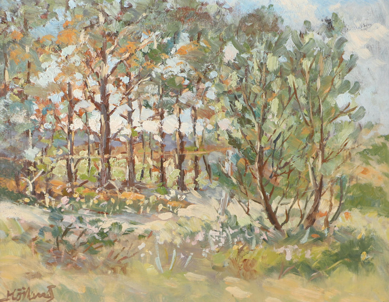 OIDENTIFIERAD KONSTNÄR. Forest lot, oil on panel, indistinctly signed.