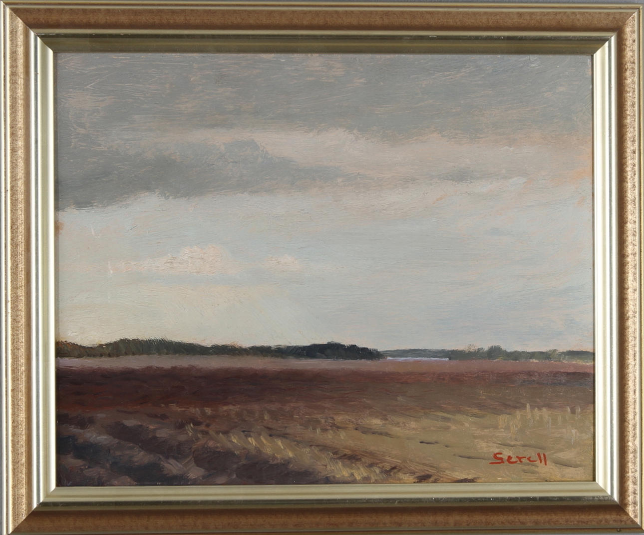 GRETA GERELL. Landskapsmotiv, olja på pannå, signerad.