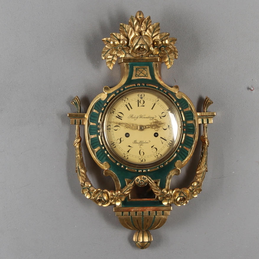 VÄGGPENDYL, rokokostil, Rudolf Wennberg Stockholm, 1900-tal.