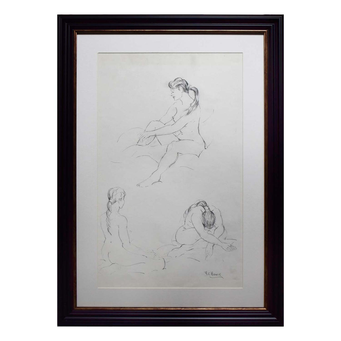 A. E. HANCE, NUDE DRAWING ON PAPER.