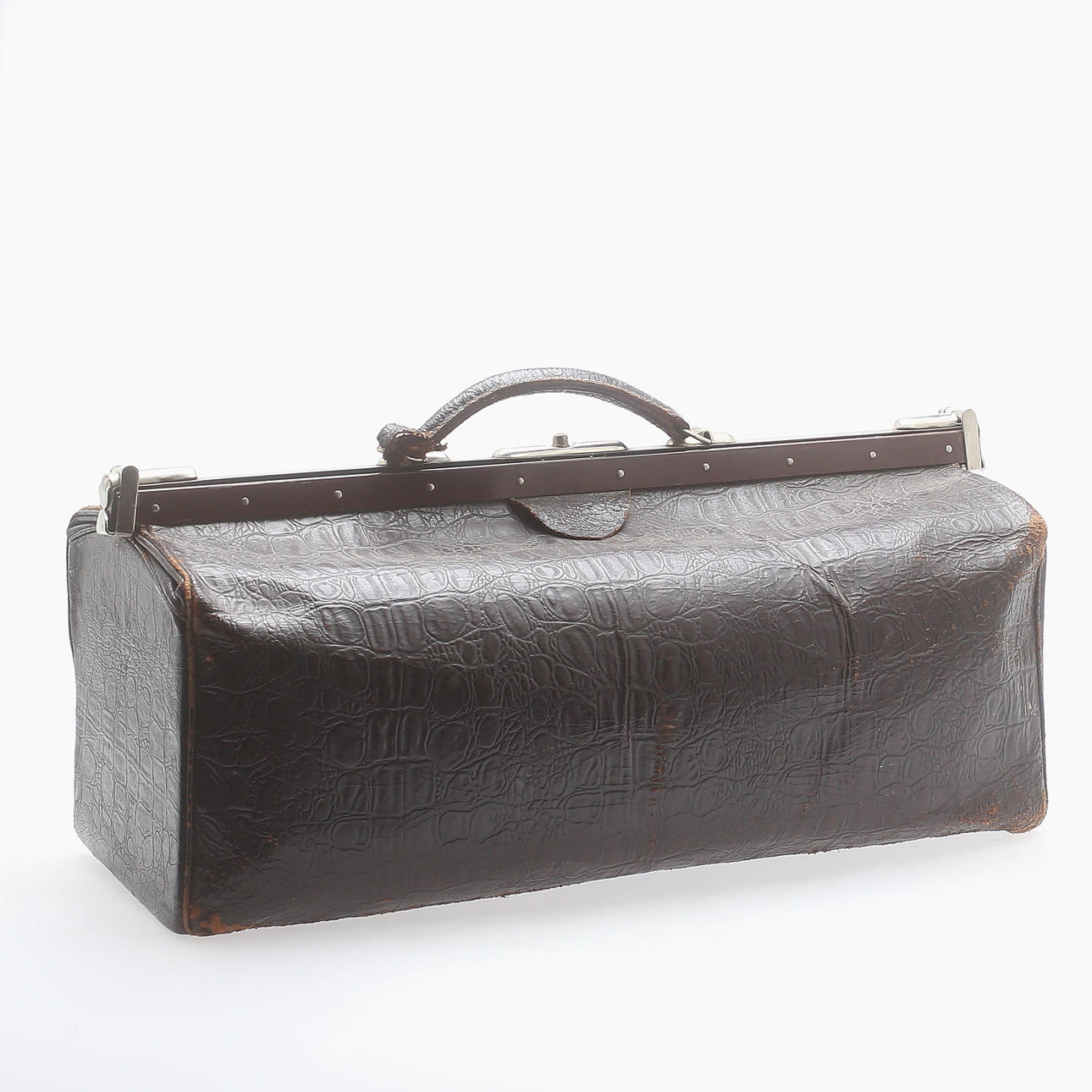 LÄKARVÄSKA, skinn/metall, 1900-tal.