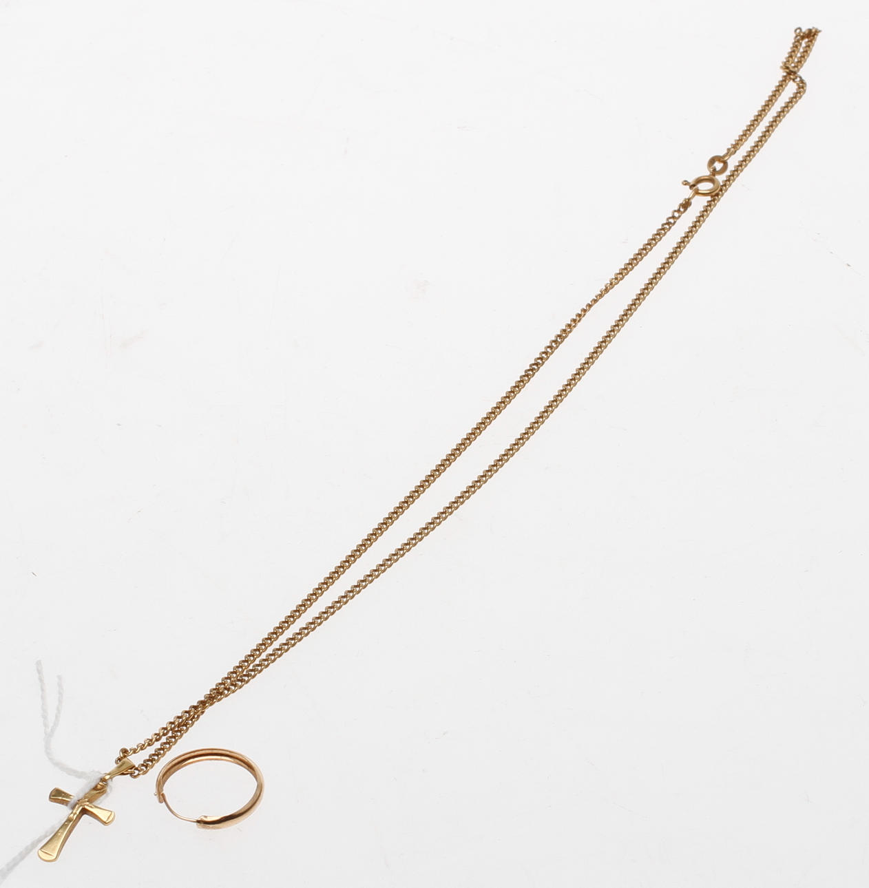 KEDJA, HÄNGE samt ÖRHÄNGE, 18k guld, total vikt ca 8 gr.