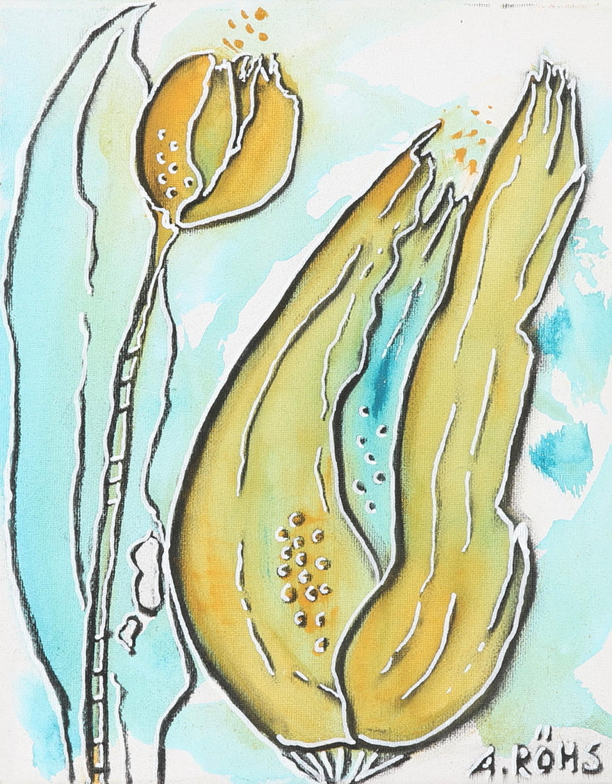 ANNICA RÖHS. Mixed media, “Tulip 1", signed, 1900/2000s.