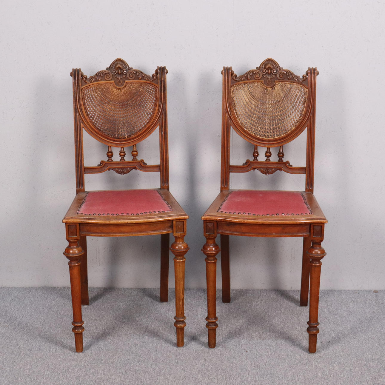 CHAIRS, Neo-Renaissance, cut decor, back with rattan, 1800/20th century ...