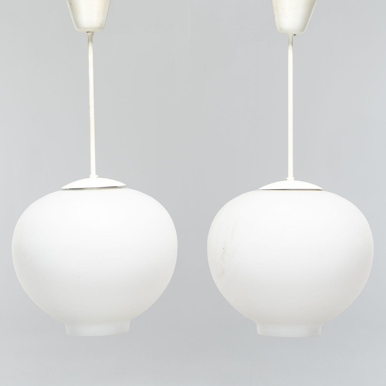 Ceiling lights, A pair, Opal glass.