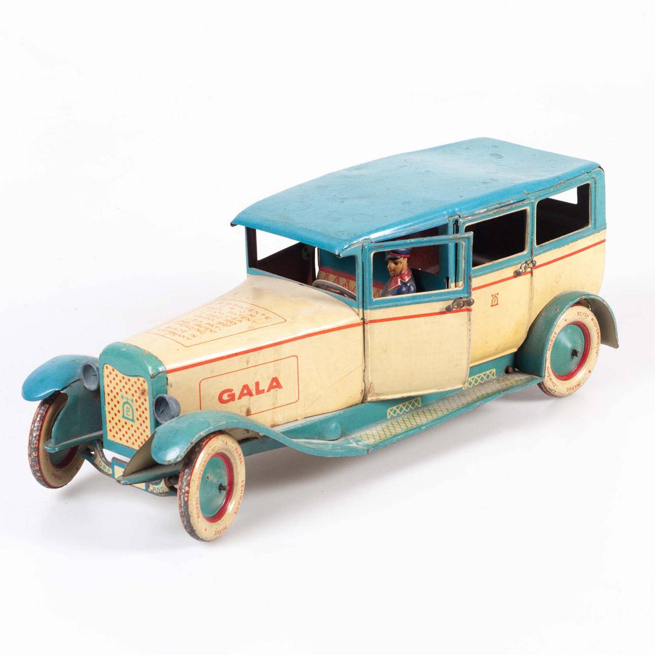 LEHMANN 780 GALA limousine, light blue/beige, driver, clockwork, made in Germany.