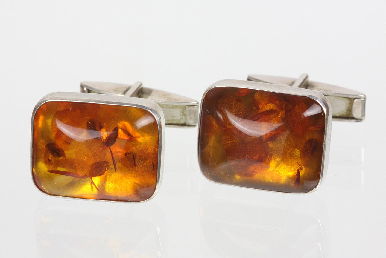 Amber Fischland silver 835 manschettknappar.