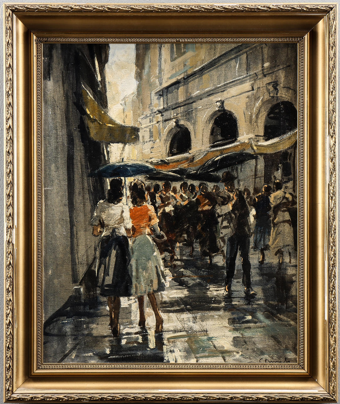 COSIMO PRIVATO. cityscape, signed.