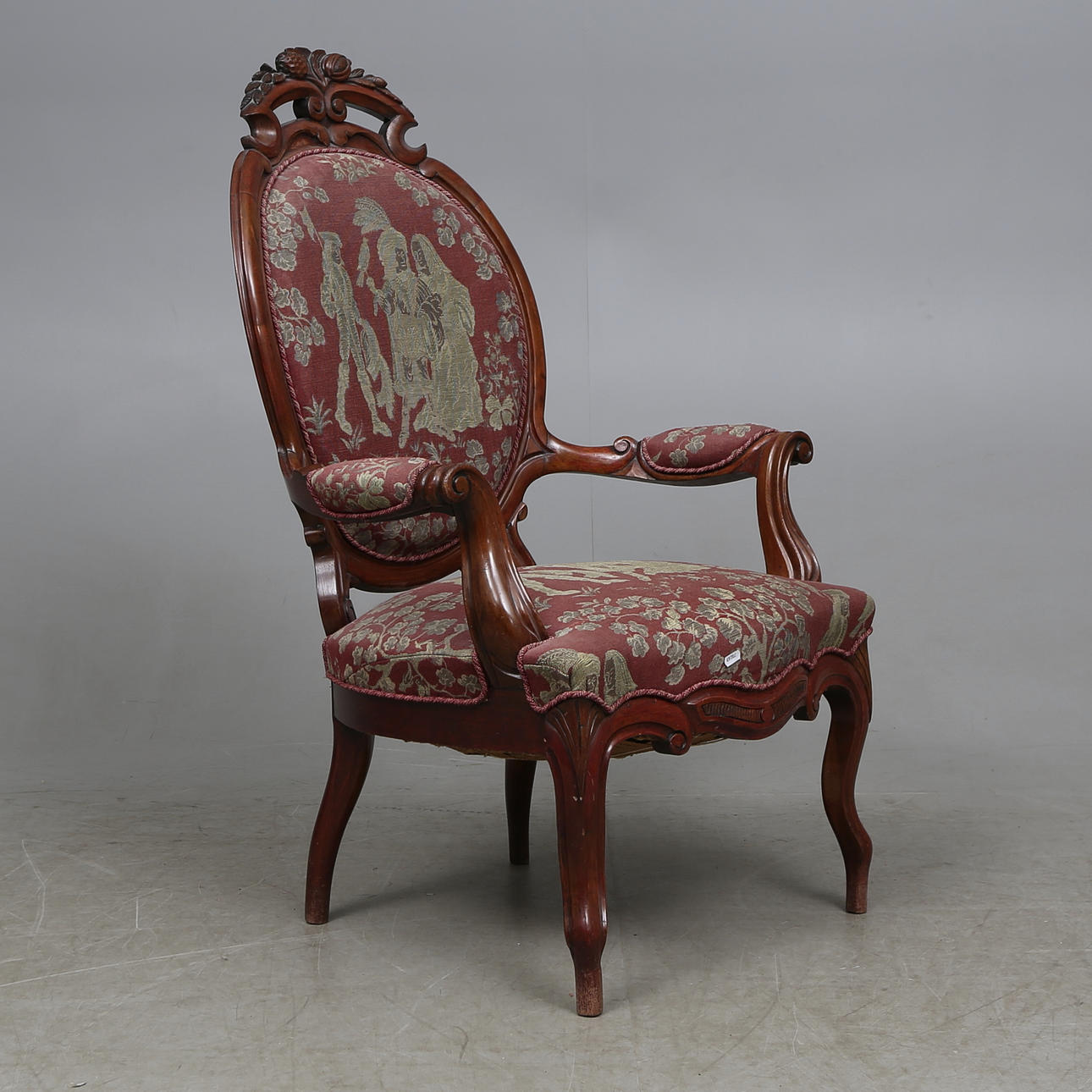 KARMFÅTÖLJ, nyrokoko, sent 1800-tal.