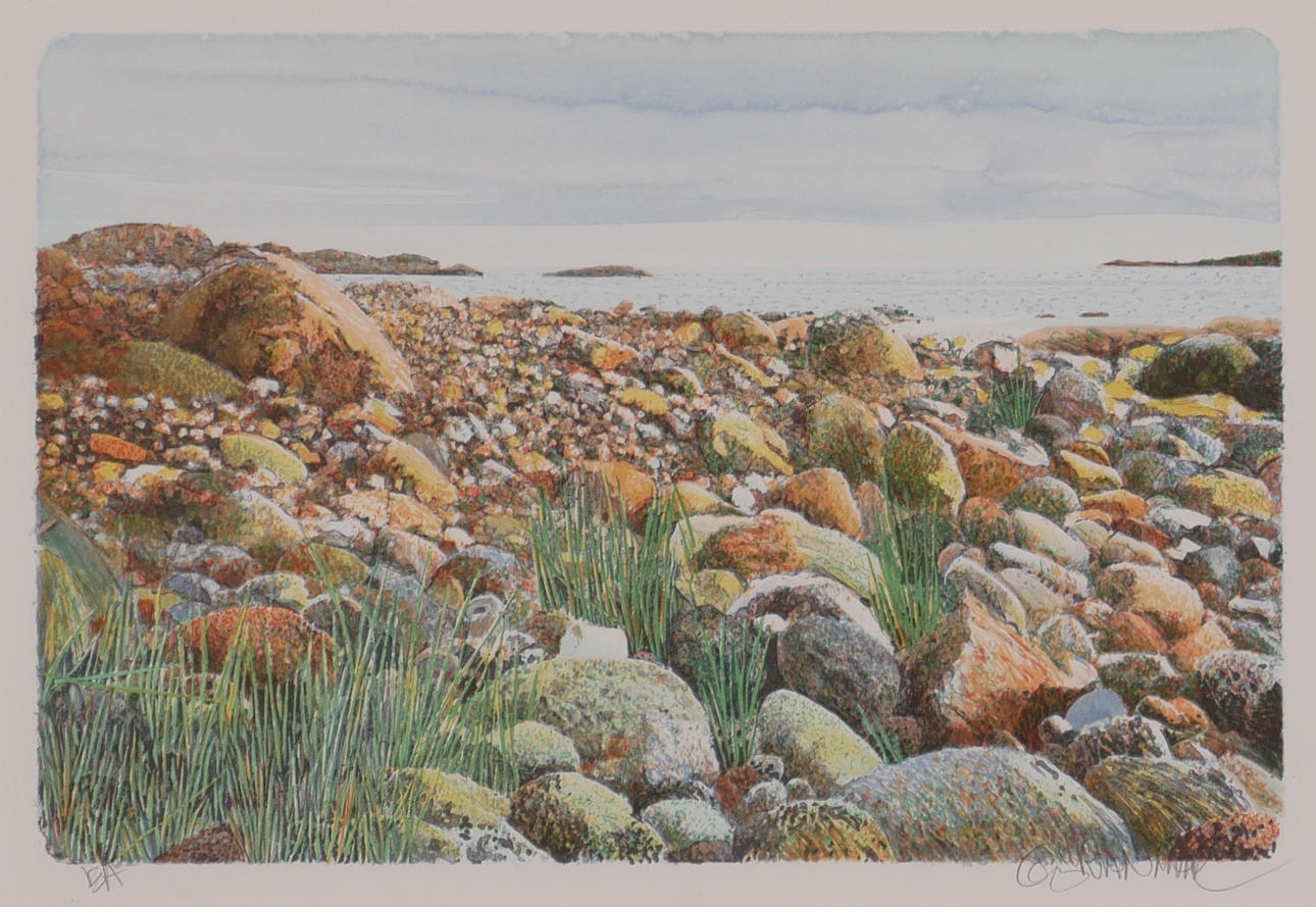 GÖRAN HAHNE. “Risholmen”, lithograph, signed.