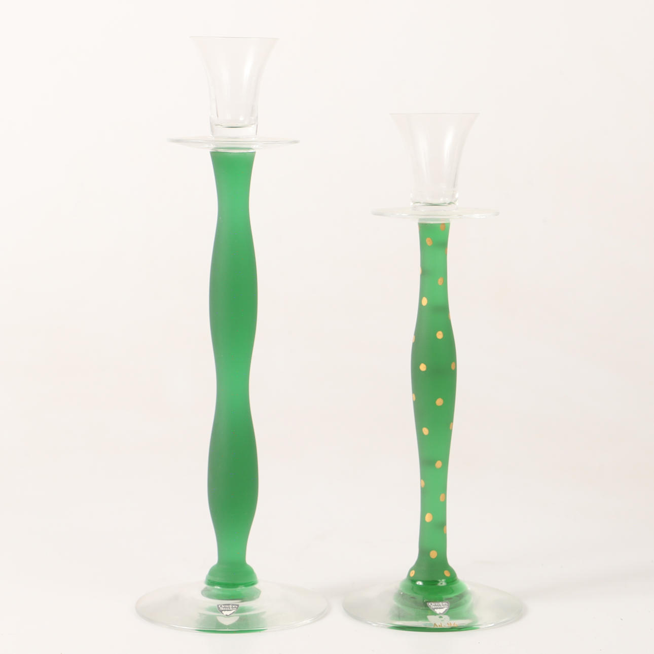 ANNE NILSSON. Ein Satz von 2 Kerzenständern, „Celeste“, Orrefors.