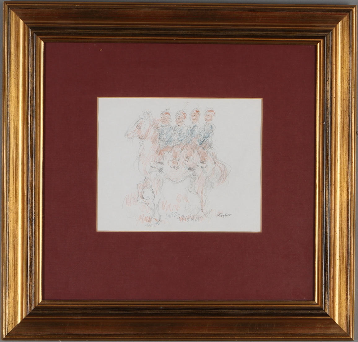 ROBERT HÖGFELDT. Till häst, blandteknik, signerad.