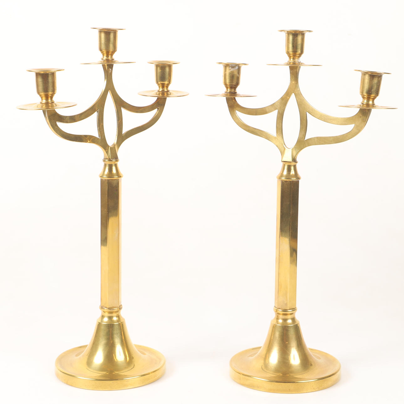 CANDELABRAS, 1 pair, brass, Art Nouveau.