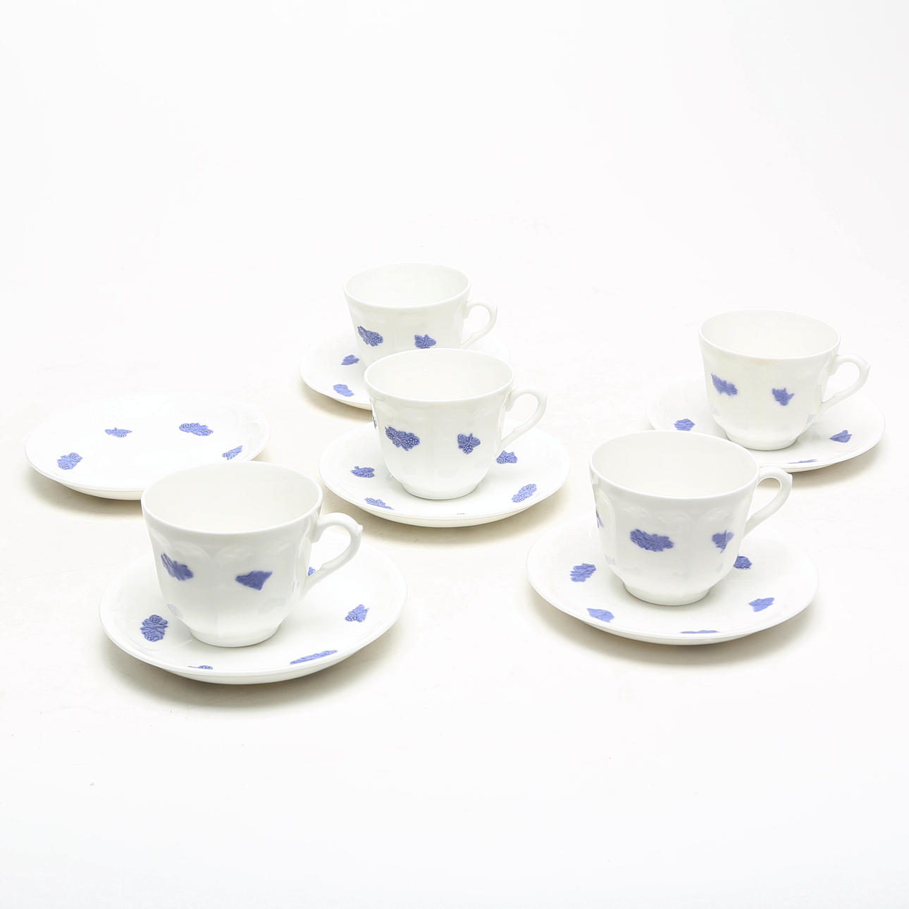 COFFEE CUPS with saucers 5 pcs, Blå Blom, Gustavsberg.