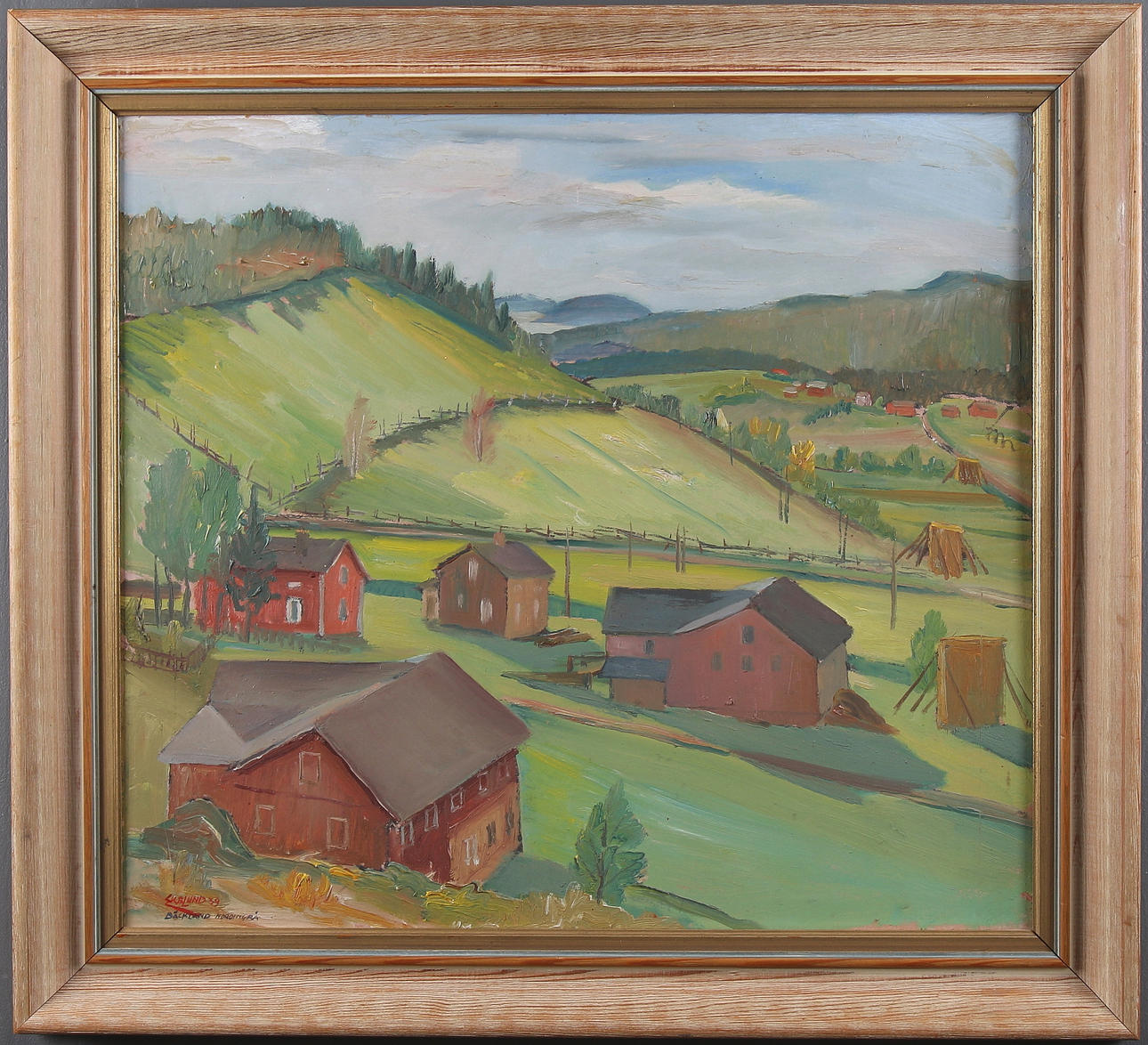 JOHN WILHELM HERBERT EKELUND. "Bäckland Nordingrå", olja på pannå, signerad, daterad -39.