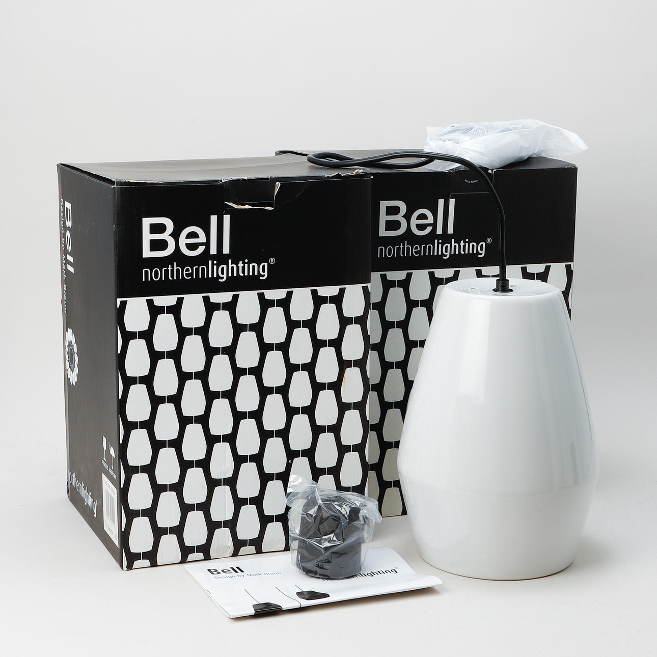 MARK BRAUN. Ceiling lights, 2 pieces, “Bell”, Northern Lighting.