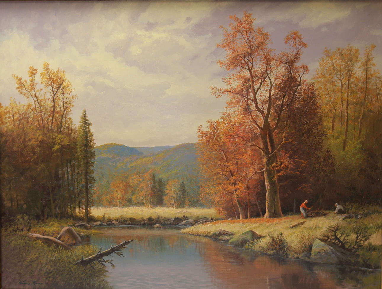 UNBEKANNT KUNSTLER. stor flod landskap.