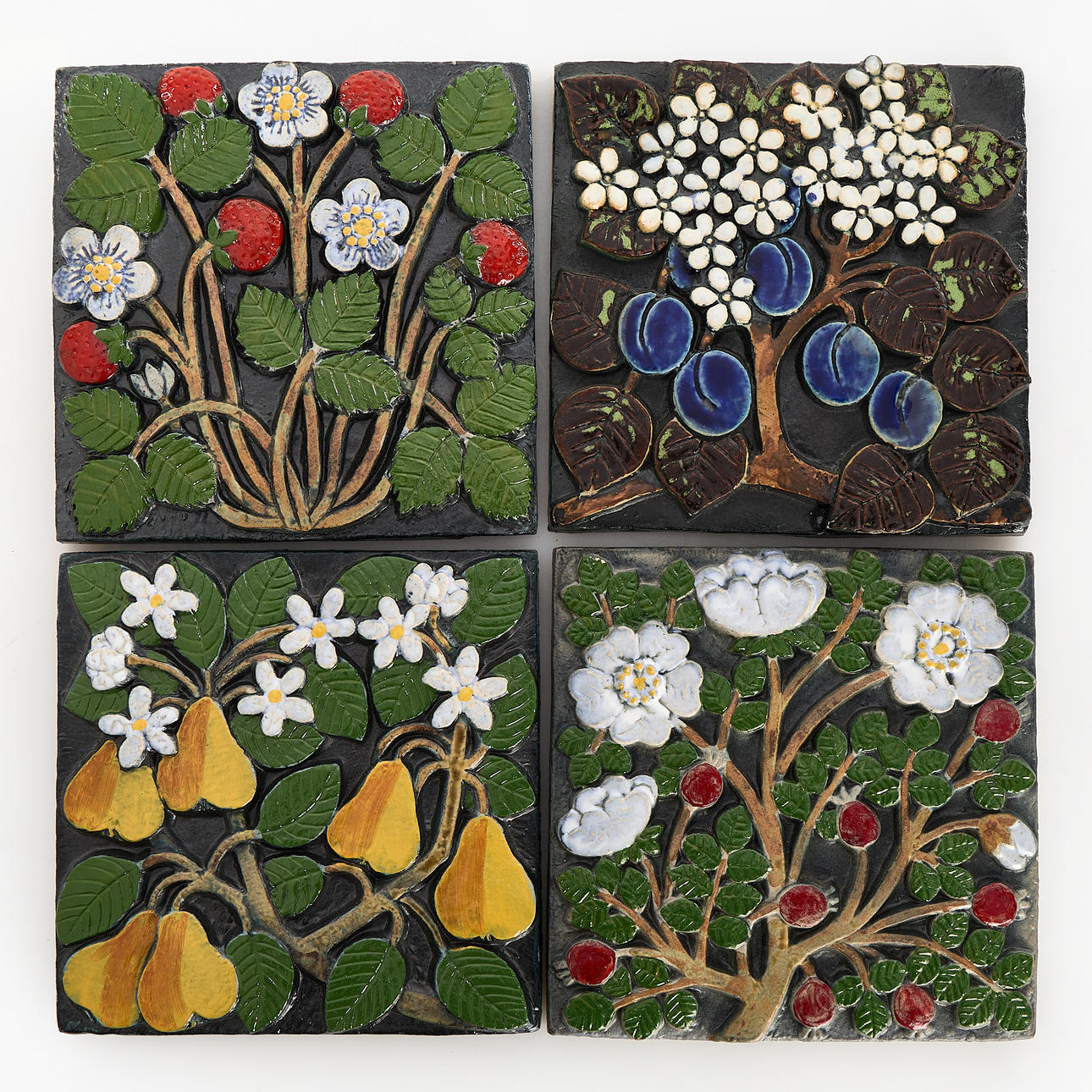 LISA LARSON (1931-2024). Wall plaques, “Pomona”, suite of 4 tiles