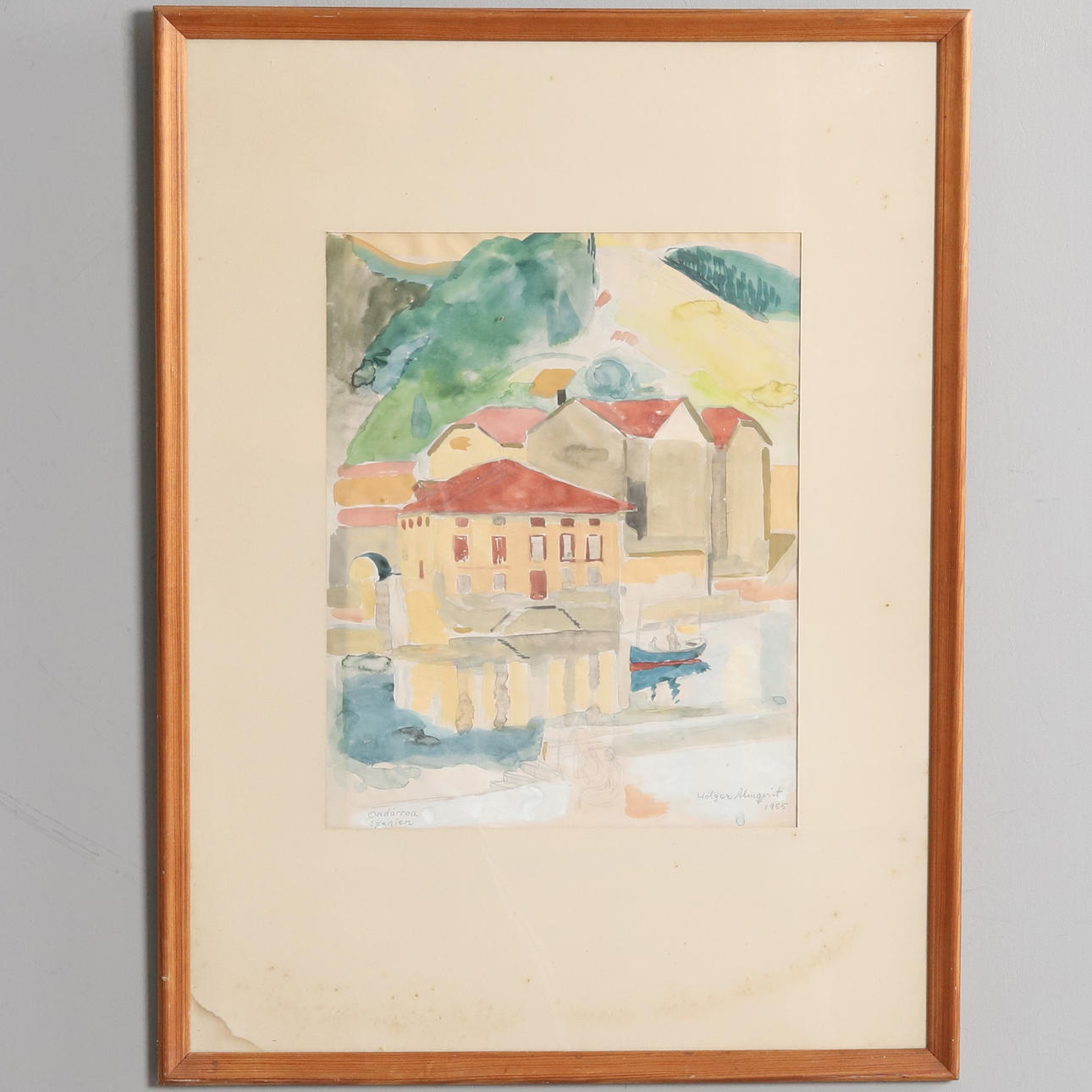 HOLGER ALMQVIST. “Ondarroa”, mixed media, signed and dated -1955.