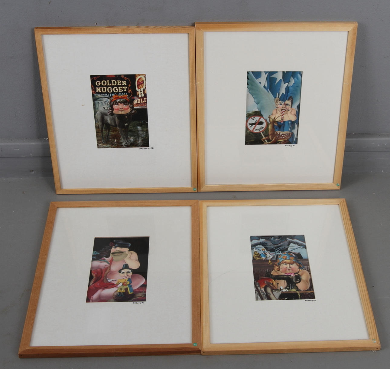 LEIF BROBERG. collage, 4 st, signerade och daterade.