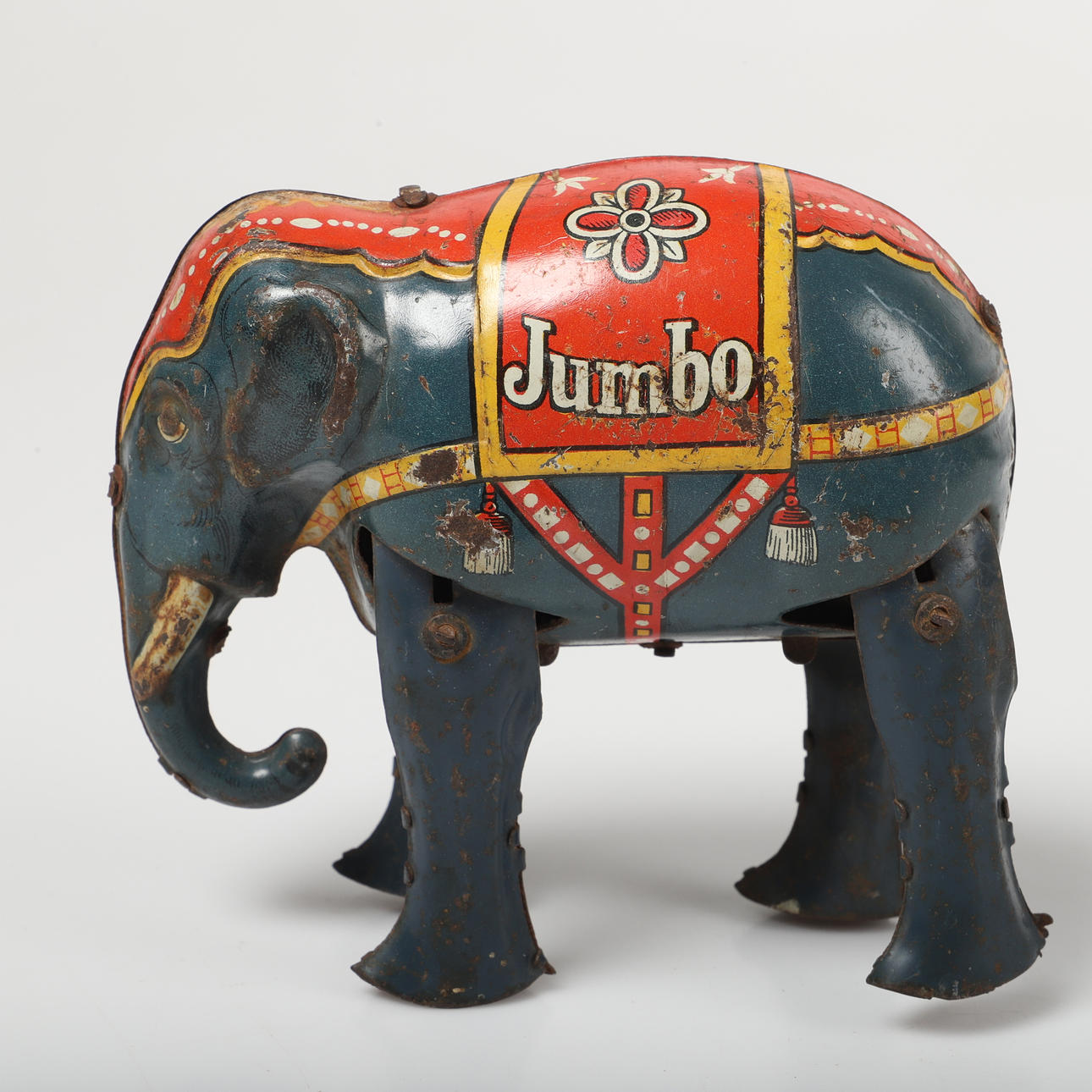 BLOMER & SCHULER. Toy lefant, “Jumbo”, lithographed plate with clockwork, Germany.