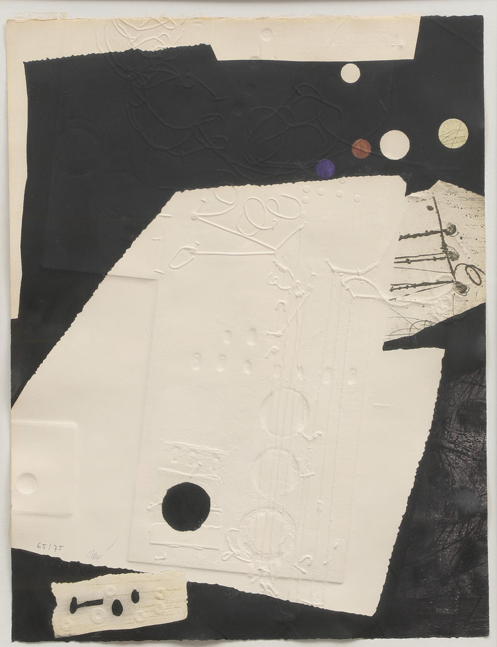 ANTONI CLAVÉ. Carborundum etching, “Instrument Etrange”, signed, numbered 65/75.