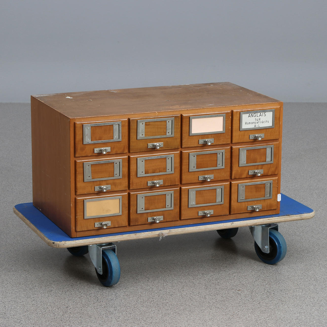 FILE CARD. Stained wood, with 12 boxes. 20th century. Furniture - Other ...