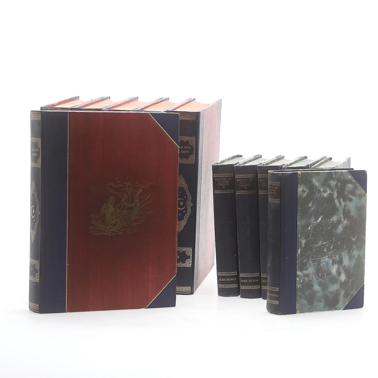 BÖCKER, 6 + 6 st, Tusen och En Natt samt Greven av Monte-Cristo, tidigt 1940-tal.