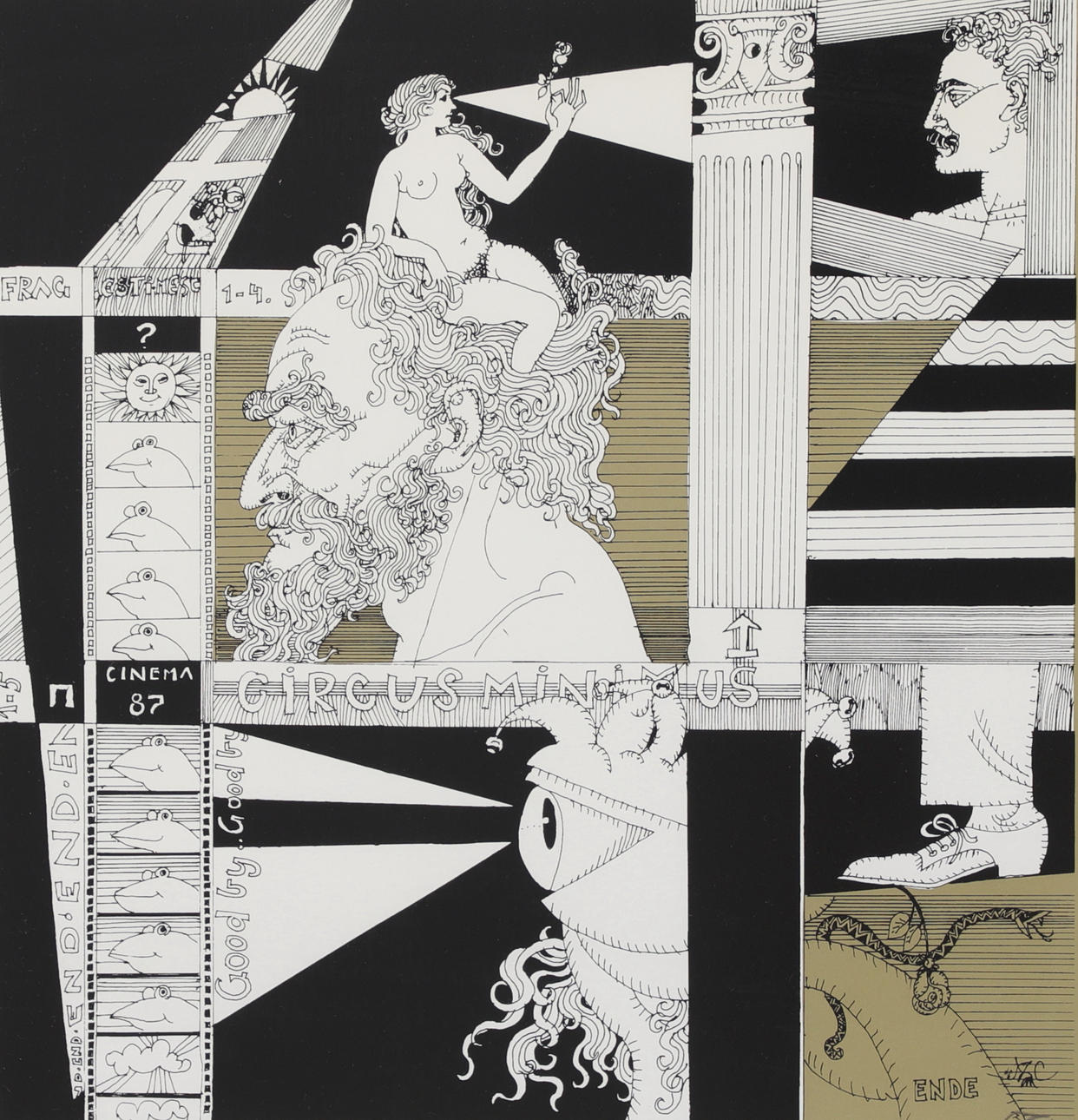 ENDRE SZASZ. Figure composition, lithograph, signed.