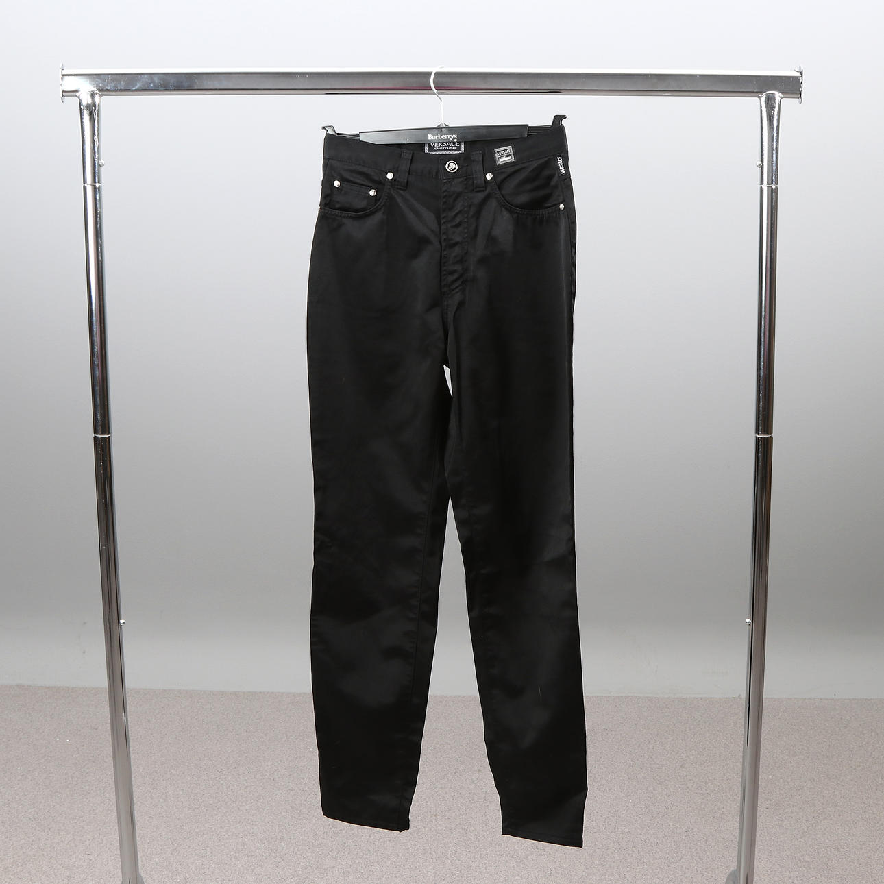 VERSACE JEANS COUTURE, JEANS PANTS. Black cotton blend.