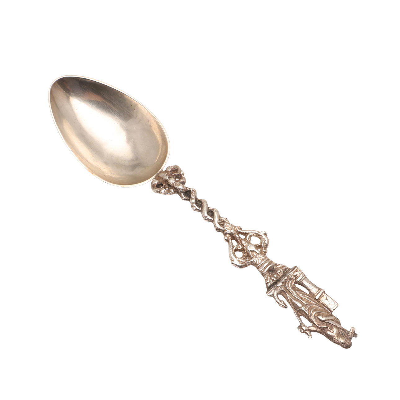 A 19TH CENTURY DUTCH SILVER APOSTLE SPOON.