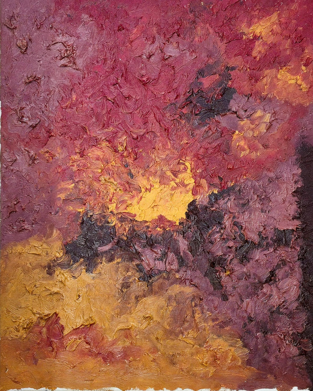 COMPOSICIÓN ABSTRACTA. COLORES CÁLIDOS. ÓLEO SOBRE LIENZO.